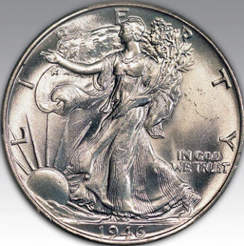 1946 50C Walking Liberty Half Dollar MS 65