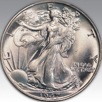 1947 50C Walking Liberty Half Dollar MS 65