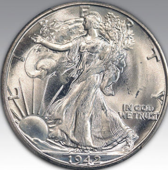 1942-D 50C Walking Liberty Half Dollar MS 65+