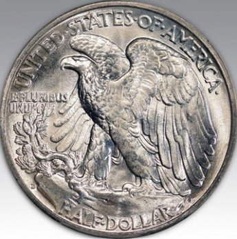 1942-D 50C Walking Liberty Half Dollar MS 65+