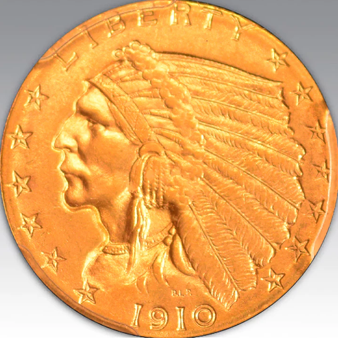 1910 $2.50 Indian MS 65