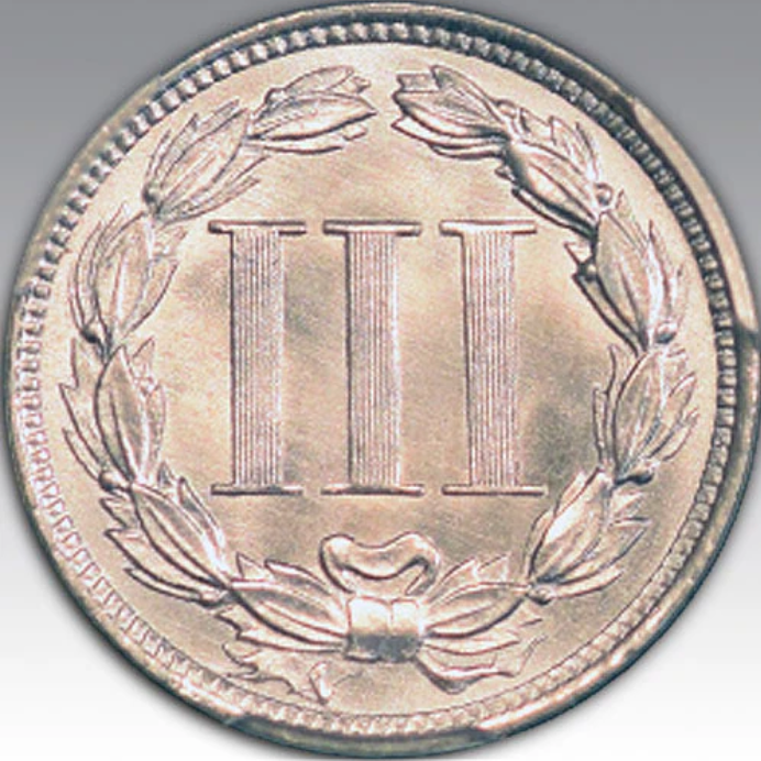 1868 3CN Three Cent Nickel MS 67