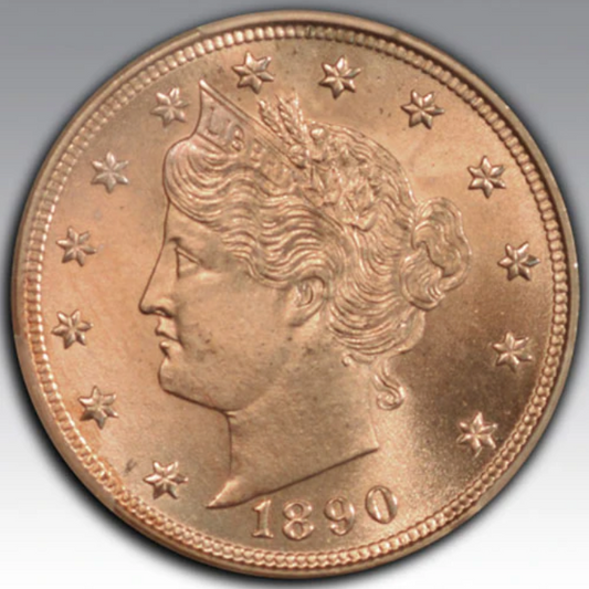 1890 5C Liberty Nickel MS 67