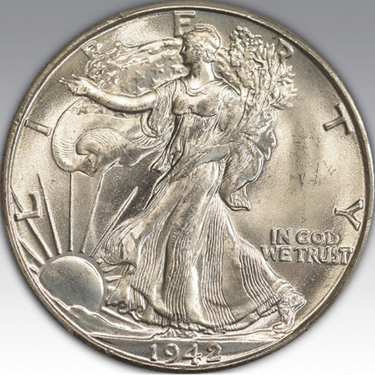 1942-D 50C Walking Liberty Half Dollar MS 65+