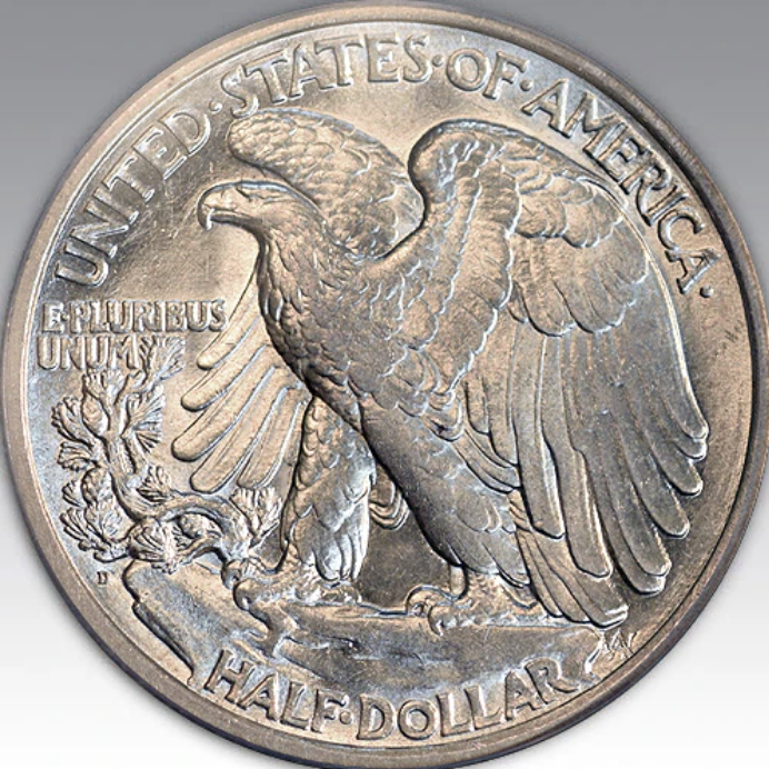 1919-D 50C Walking Liberty Half Dollar MS 62