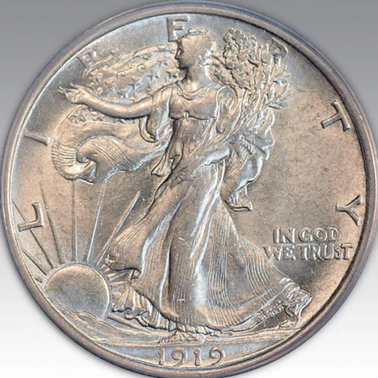 1919-D 50C Walking Liberty Half Dollar MS 62
