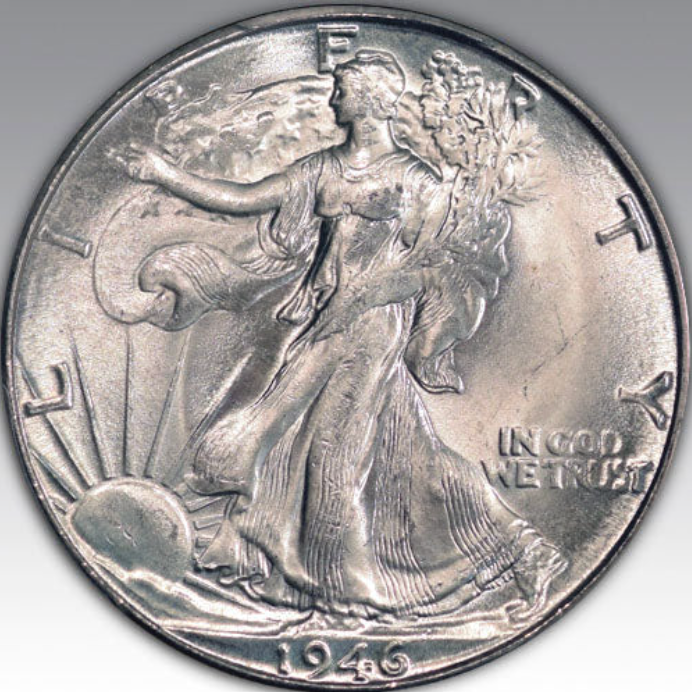 1946-D 50C Walking Liberty Half Dollar MS 65