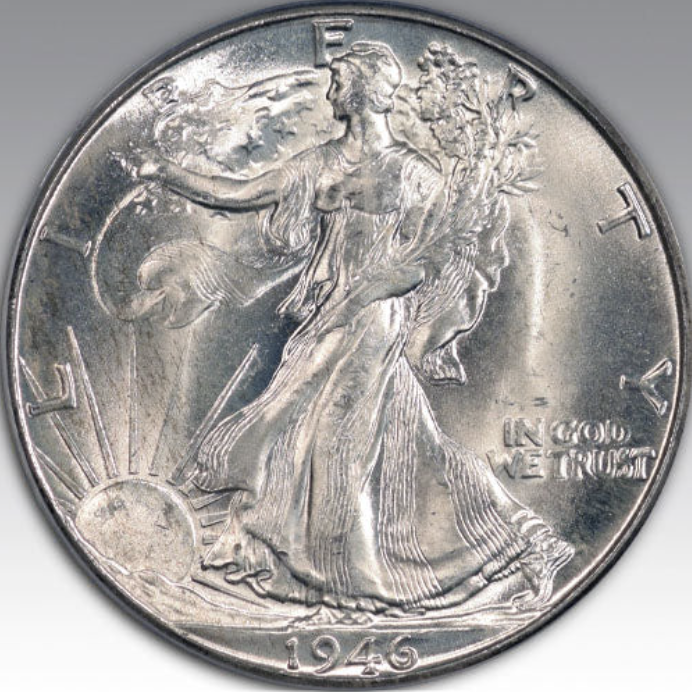 1946-D 50C Walking Liberty Half Dollar MS 66