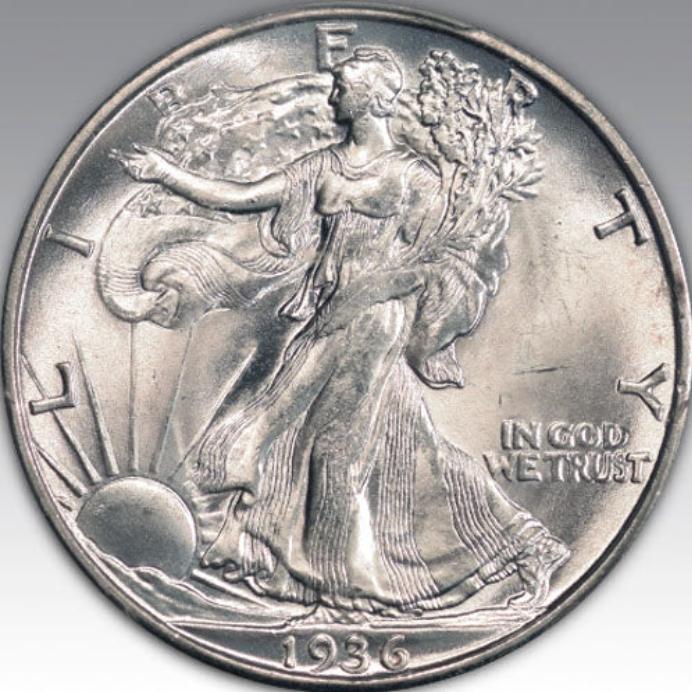 1936-D 50C Walking Liberty Half Dollar MS 65