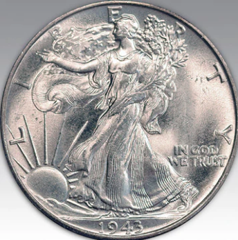 1943 50C Walking Liberty Half Dollar MS 65