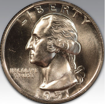 1951 25C Washington Quarter PR 67