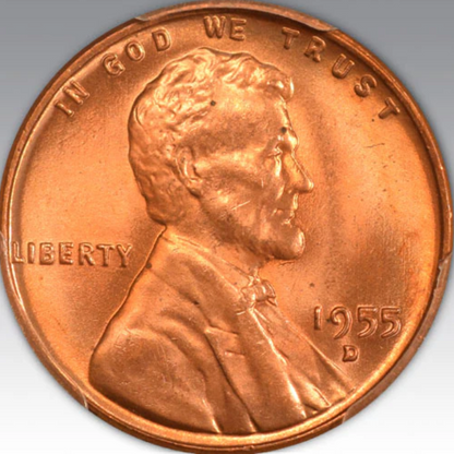 1955-D 1C Lincoln, MS 66 RD