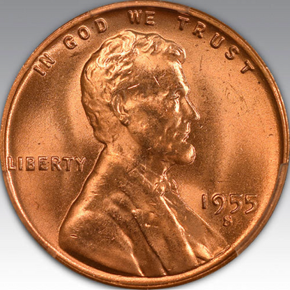 1955-S 1C Lincoln, MS 66 RD