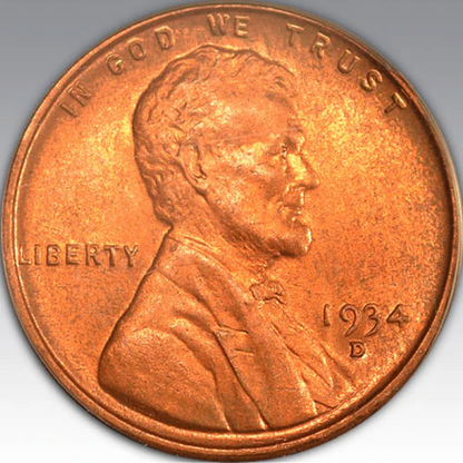 1934-D 1C Lincoln, MS 65 RD