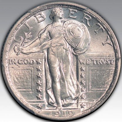 1919 25C Standing Liberty, MS 66 FH