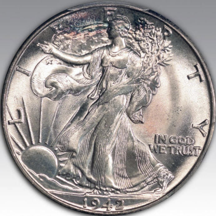 1942 50C Walking Liberty Half Dollar MS 66