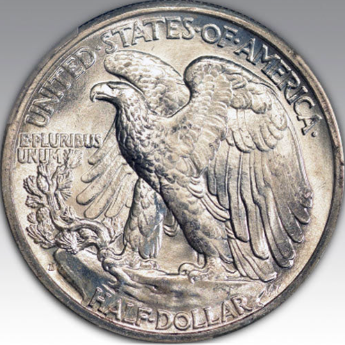 1942-D 50C Walking Liberty Half Dollar MS 65+