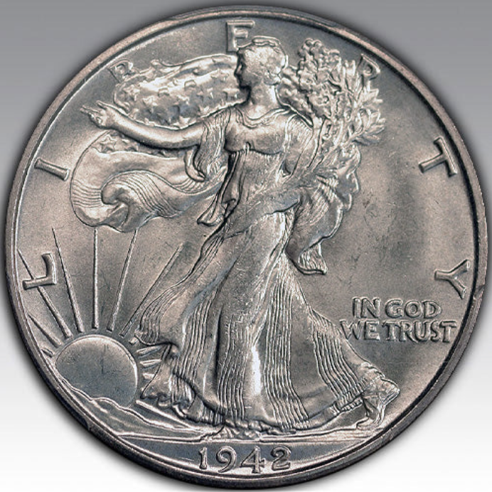 1942-S 50C Walking Liberty Half Dollar MS 65