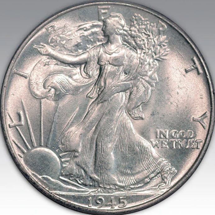 1945 50C Walking Liberty Half Dollar MS 65