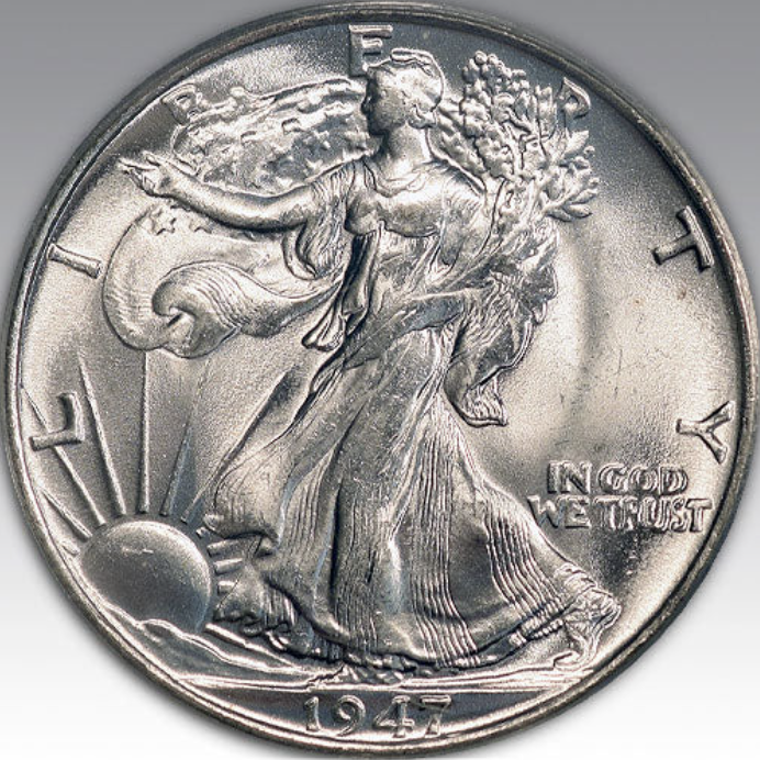 1947 50C Walking Liberty Half Dollar MS 65