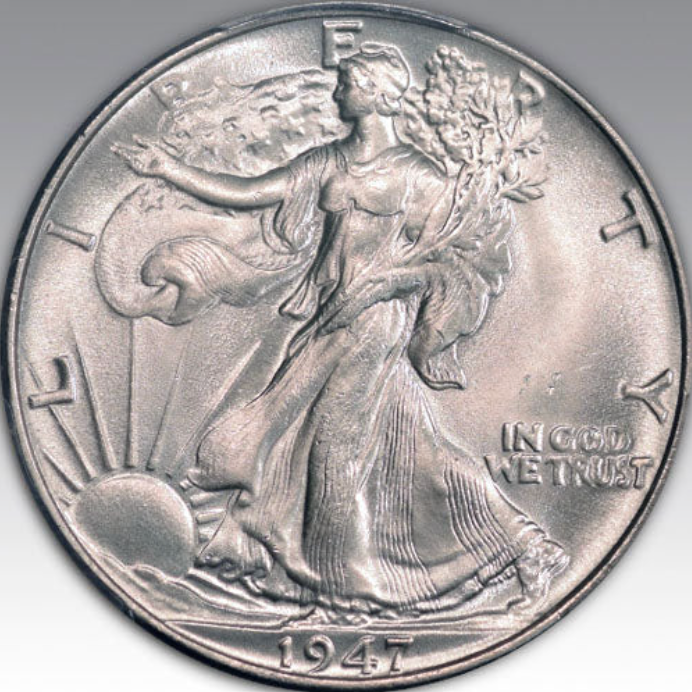 1947 50C Walking Liberty Half Dollar MS 66