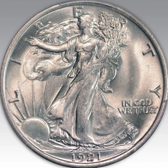 1921 50C Walking Liberty Half Dollar MS 65