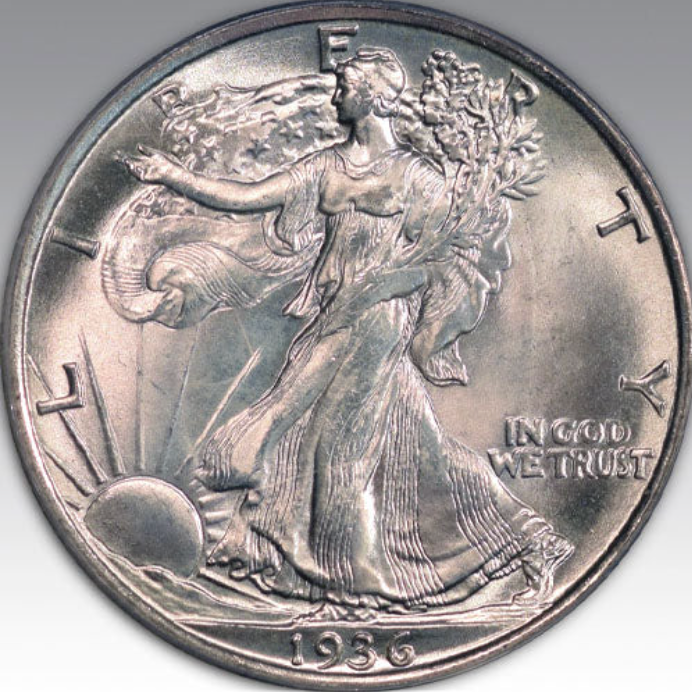 1936 50C Walking Liberty Half Dollar MS 65