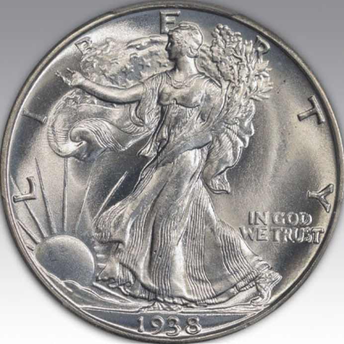 1938-D 50C Walking Liberty Half Dollar MS 67