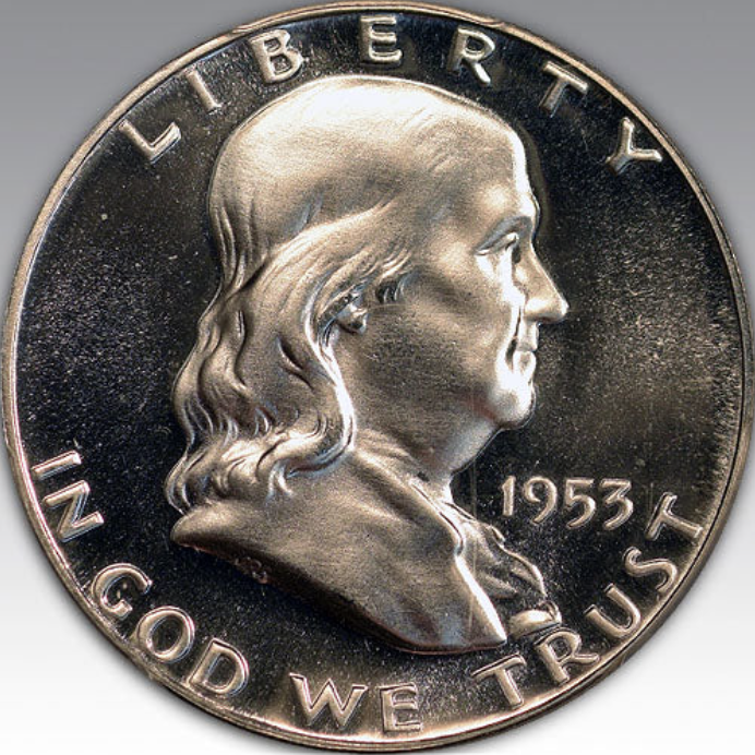 1953 50C Franklin Half Dollar PR 68 CA